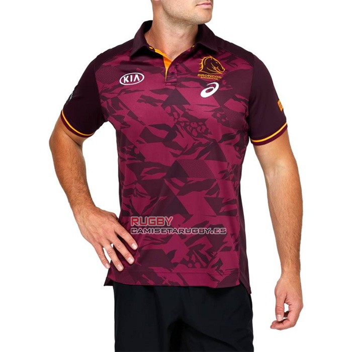 Camiseta Polo Brisbane Broncos Rugby 2021 Fucsia